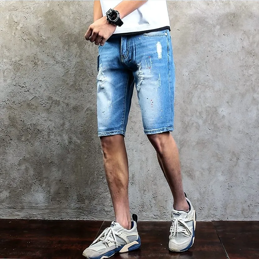 Men's Summer Casual Ripped Denim Shorts