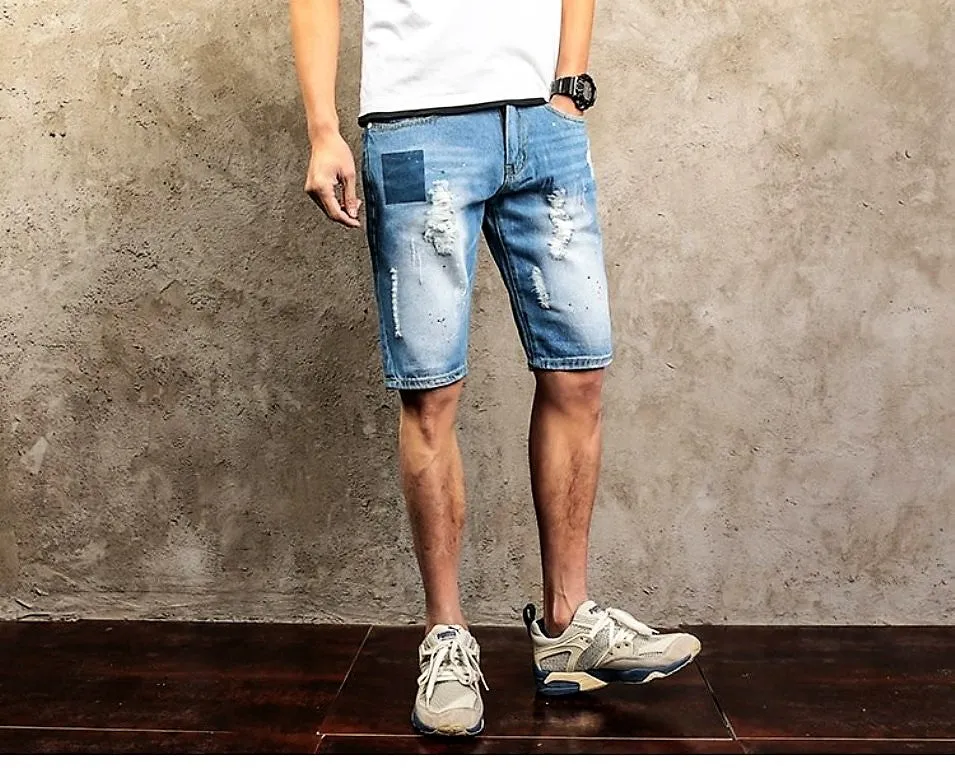 Men's Summer Casual Ripped Denim Shorts