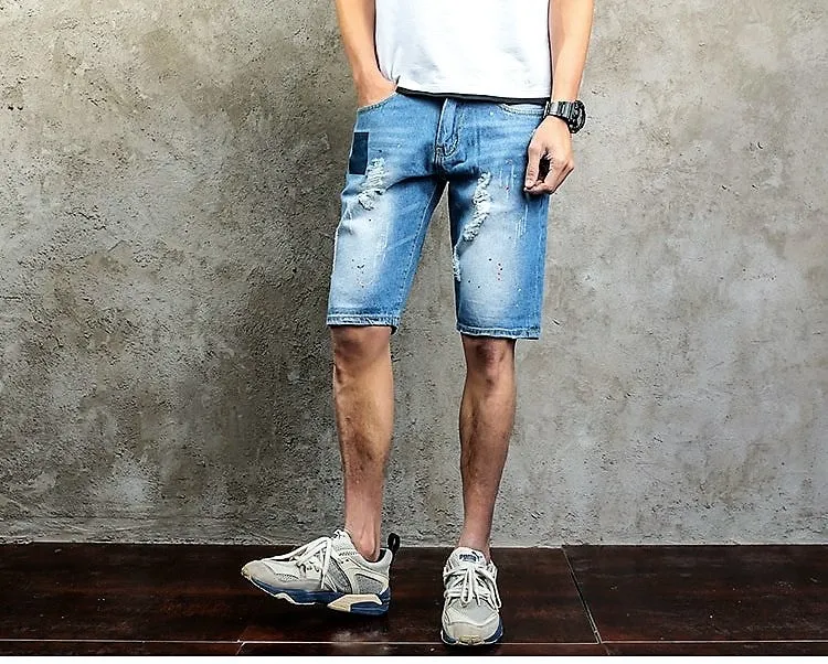 Men's Summer Casual Ripped Denim Shorts