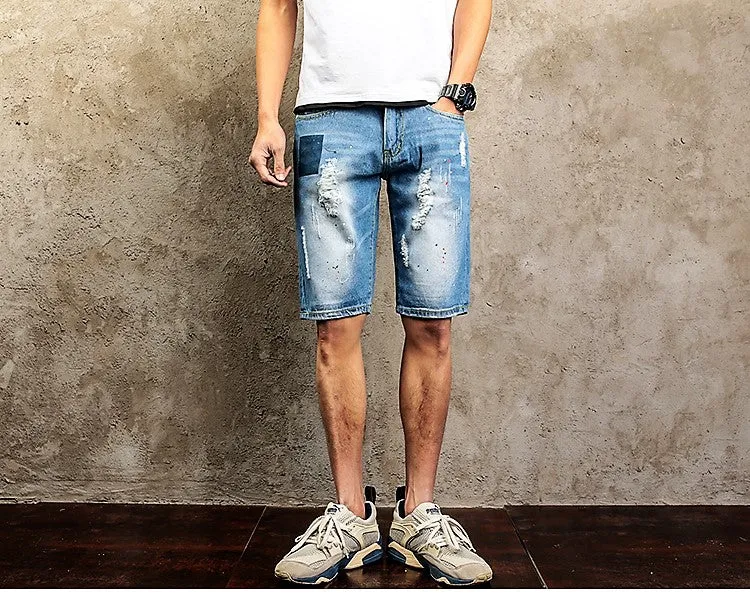 Men's Summer Casual Ripped Denim Shorts