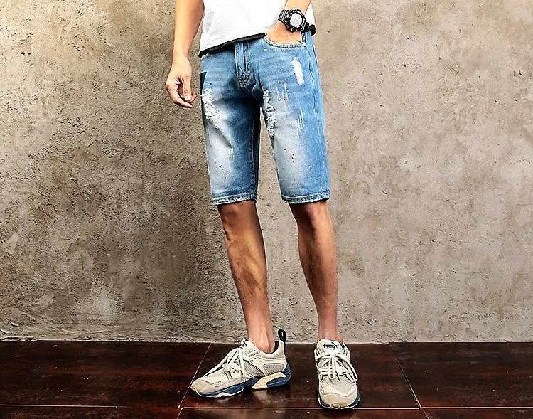 Men's Summer Casual Ripped Denim Shorts