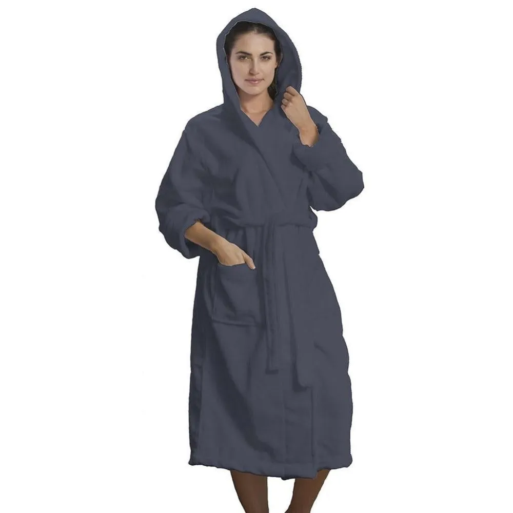 Microfiber Coral Fleece Hooded Adult Bathrobes