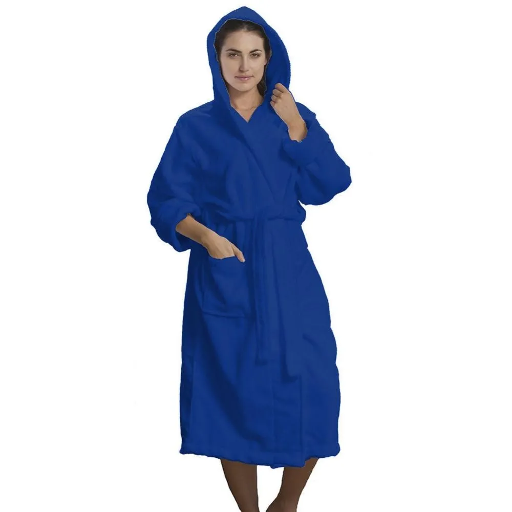 Microfiber Coral Fleece Hooded Adult Bathrobes