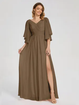 Mocha Bridesmaid Dresses Giselle Pretty Corset Back Chiffon Bridesmaid Dresses