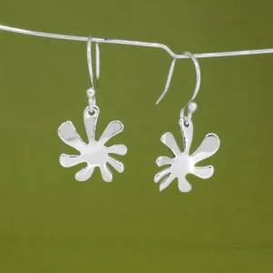 Moineir - Small Urban Flower Silver Earrings - Dangle
