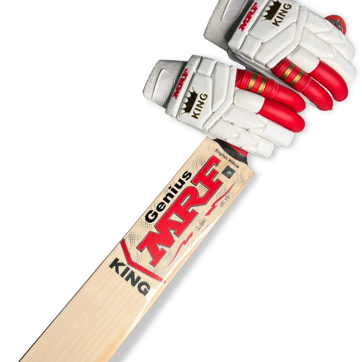 MRF Virat Kohli Genius King Cricket Bat   Gloves