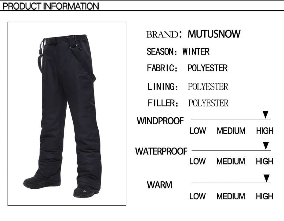 MUTUSNOW Waterproof Ski Salopettes