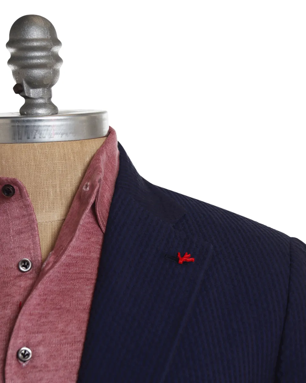 Navy Striped Seersucker Cotton Sportcoat