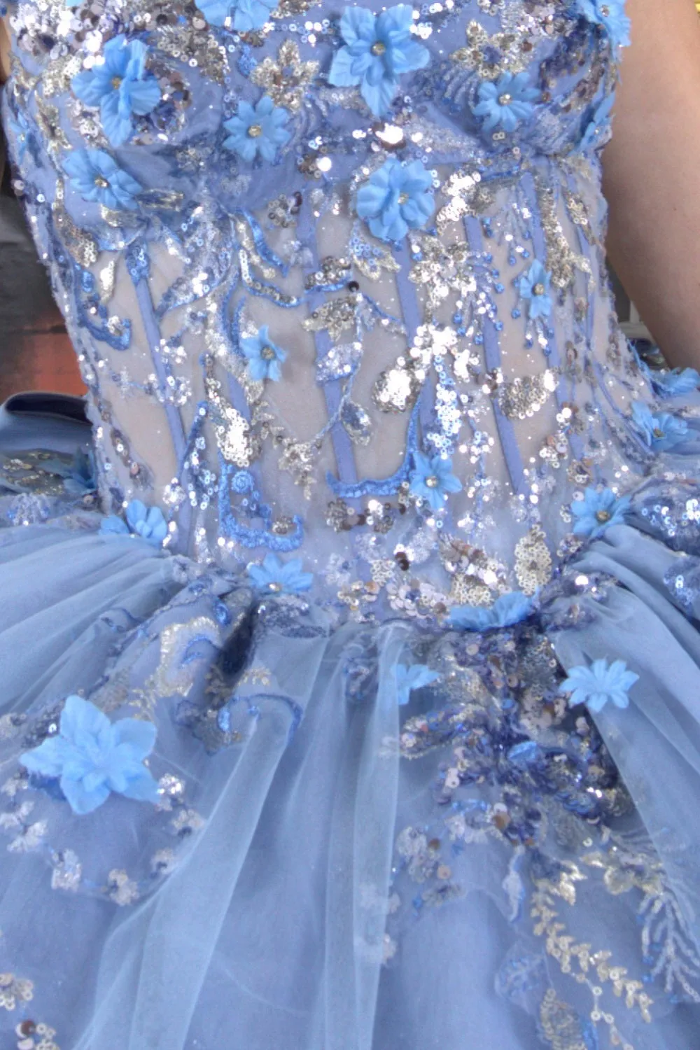 Off Shoulder Sheer Corset Ball Gown by Cinderella Couture 8125J