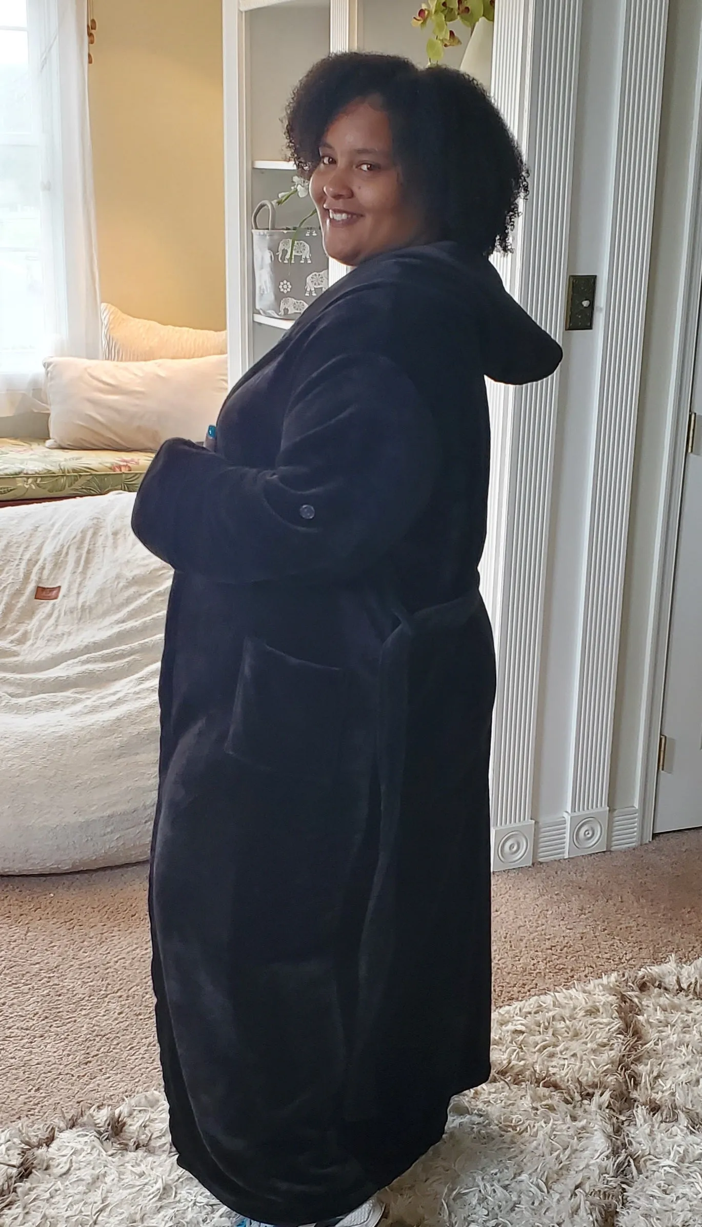 Perfectly Imperfect Find: Black Premium Satin Lined Hooded Robe