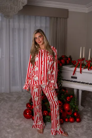 Personalised Red Santa Stripe Luxury Jersey Pants Set