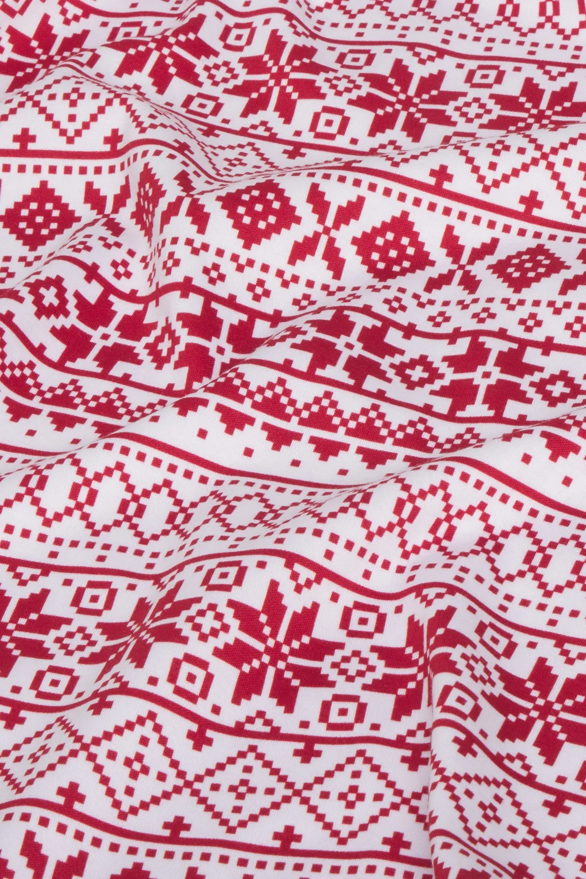 Pima Crew Shorts Set in Classic Red Fair Isle