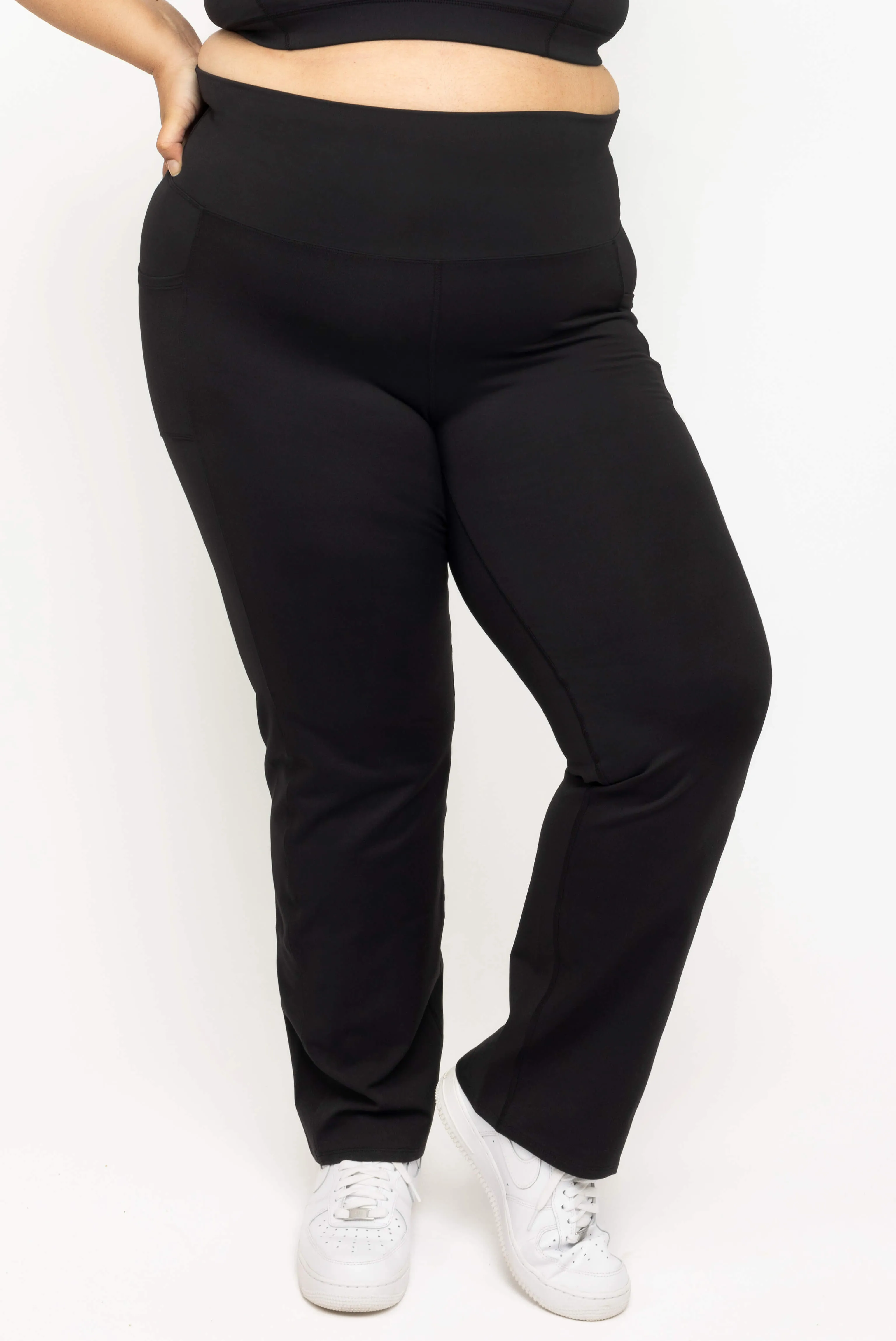 Pocket Straight Leggings - Black