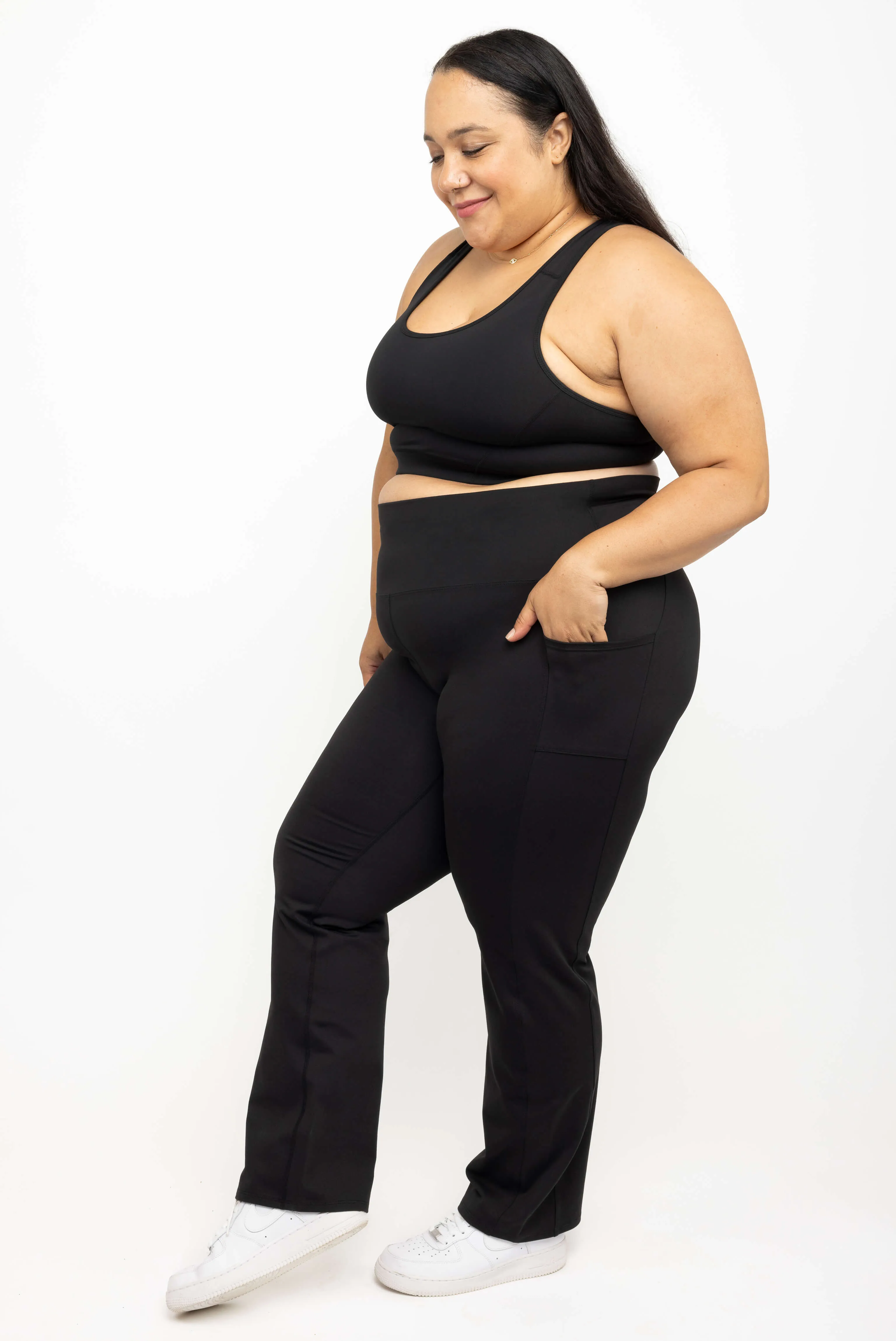 Pocket Straight Leggings - Black