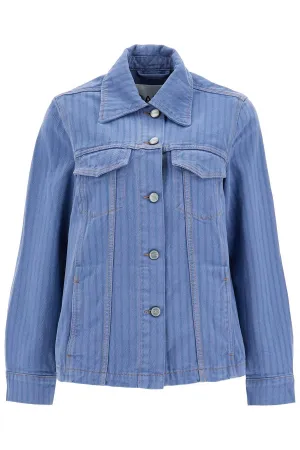 "STRIPED OVERDYED DENIM JACKET