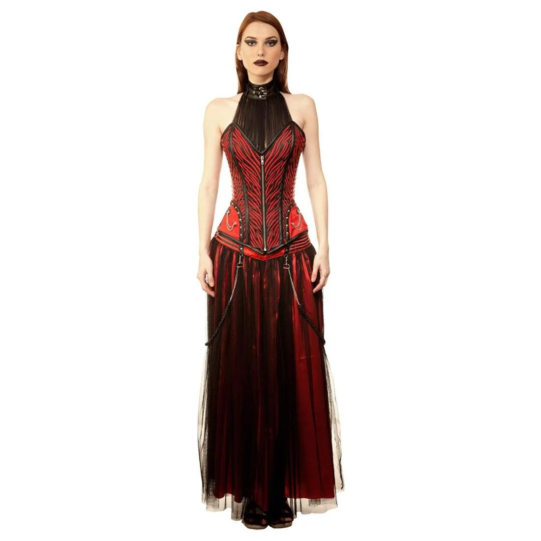Rachel Gothic Authentic Steel Boned Long Lined Halter Modesty Overbust Corset Dress