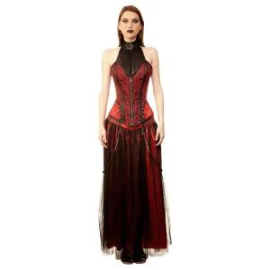 Rachel Gothic Authentic Steel Boned Long Lined Halter Modesty Overbust Corset Dress