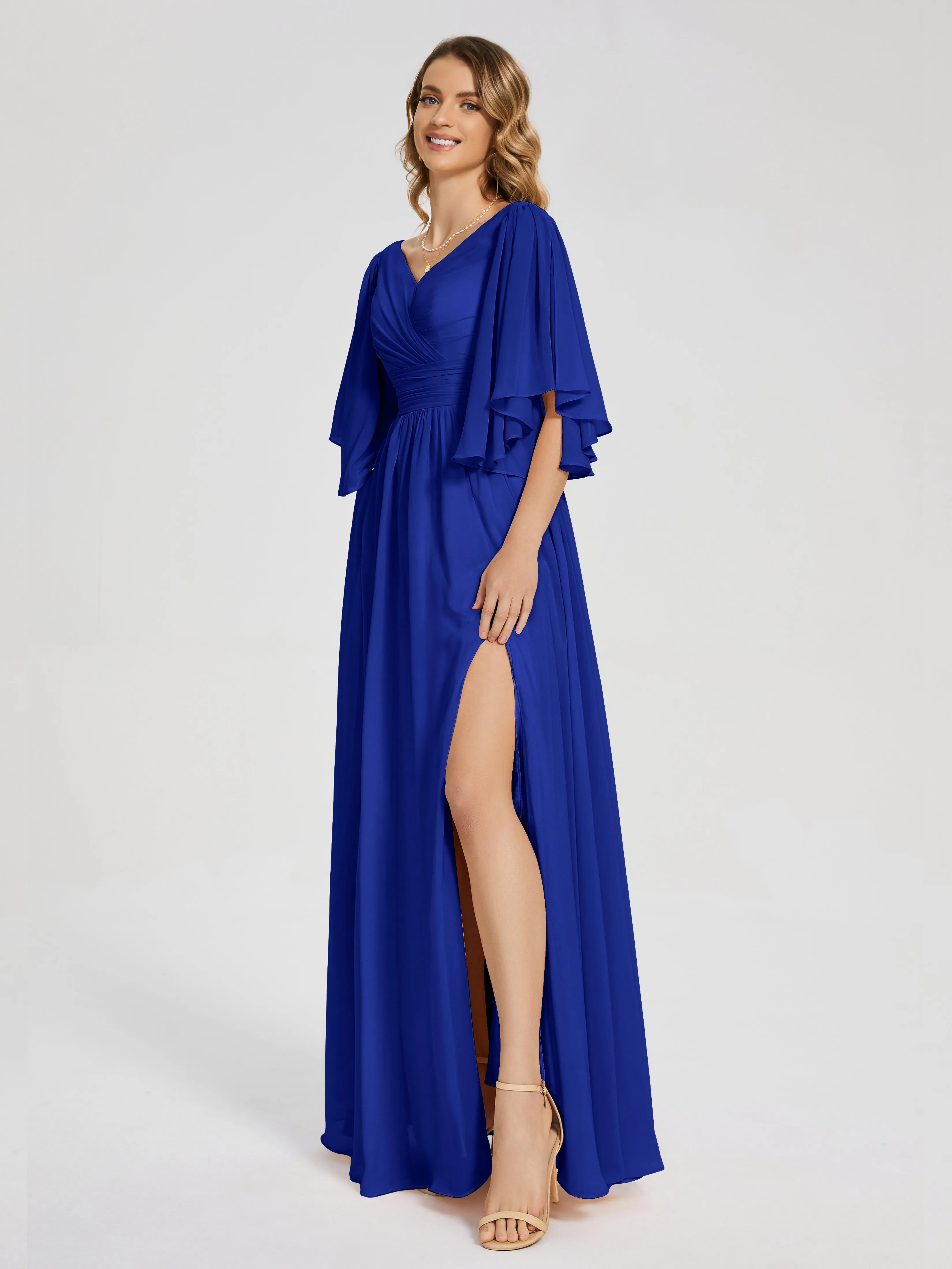 Royal Blue Dress For Bridesmaid Giselle Pretty Corset Back Chiffon Bridesmaid Dresses