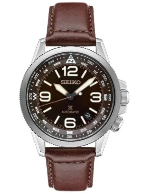 Seiko Prospex Automatic Compass Watch - Brown Dial - Brown Leather Strap