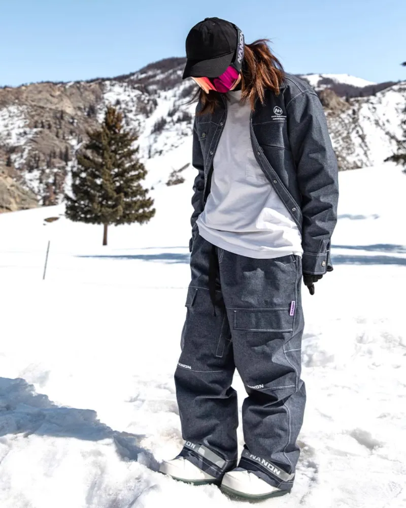 Ski Wear Outdoor Baggy Denim Ski Pants