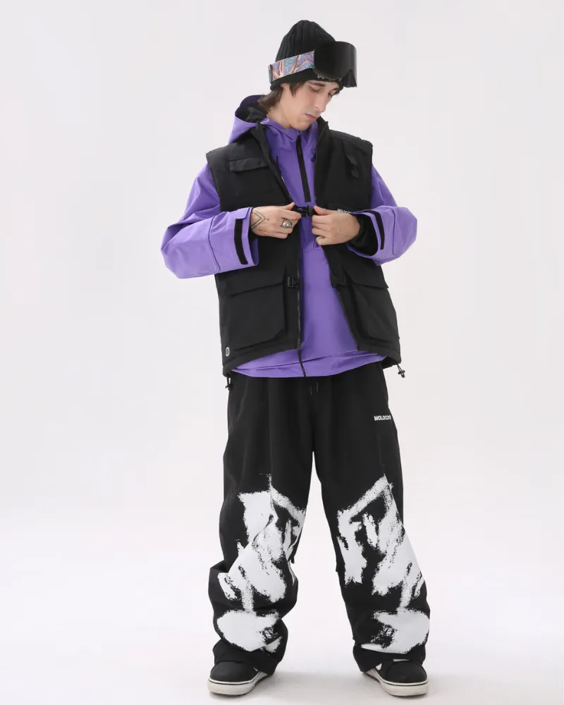 Ski Wear Waterproof Black White Graffiti Ski Pants