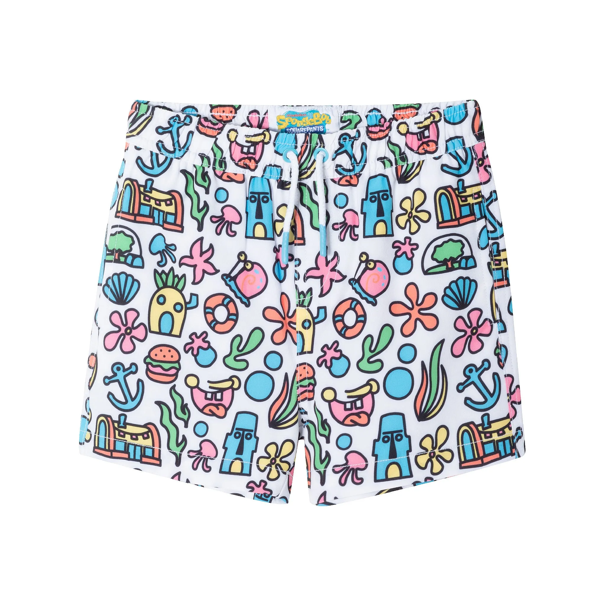 SpongeBob SquarePants™ x Andy & Evan® | Kids (2-7) 3D Dot Pocket & Bikini Bottom Rash Guard Set