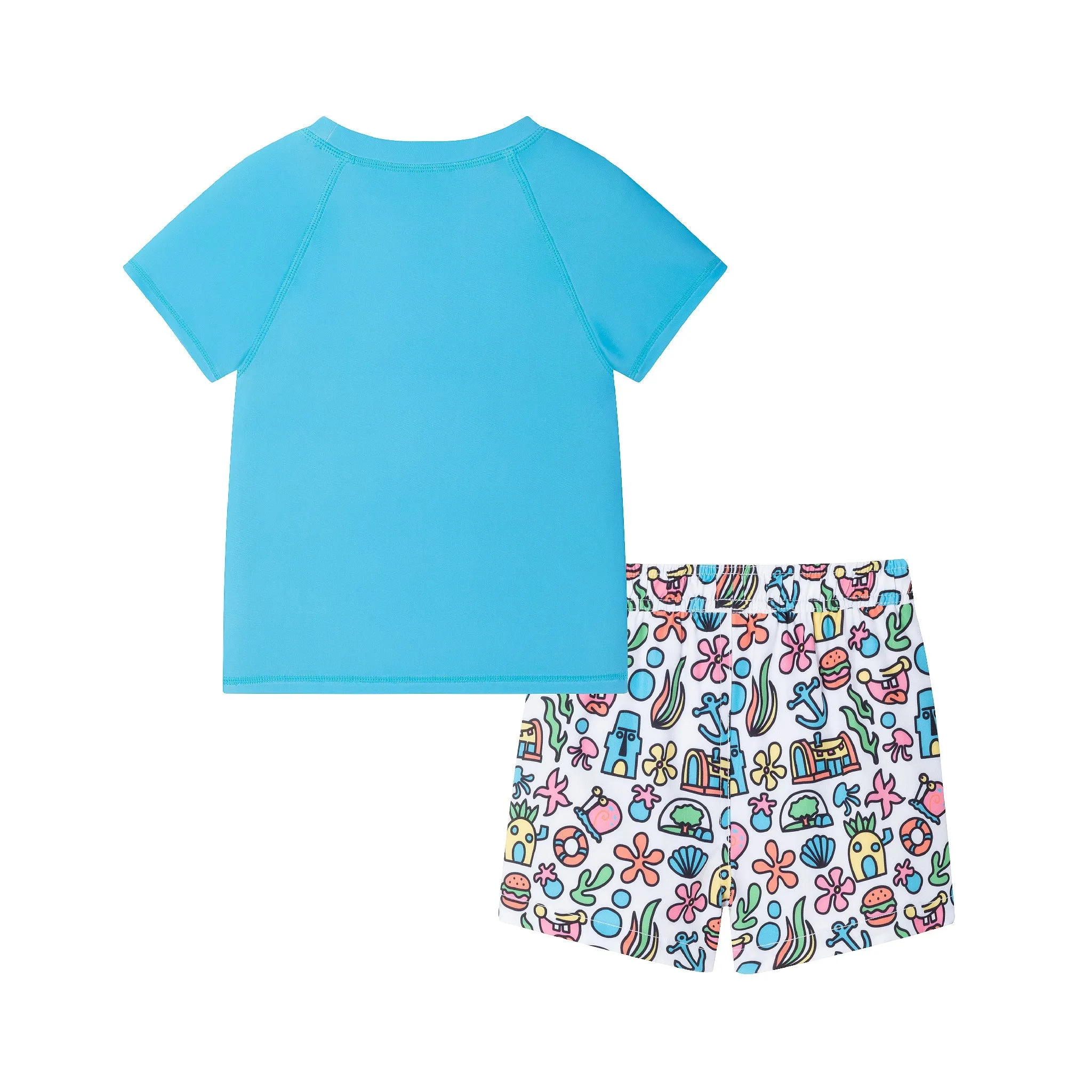 SpongeBob SquarePants™ x Andy & Evan® | Kids (2-7) 3D Dot Pocket & Bikini Bottom Rash Guard Set