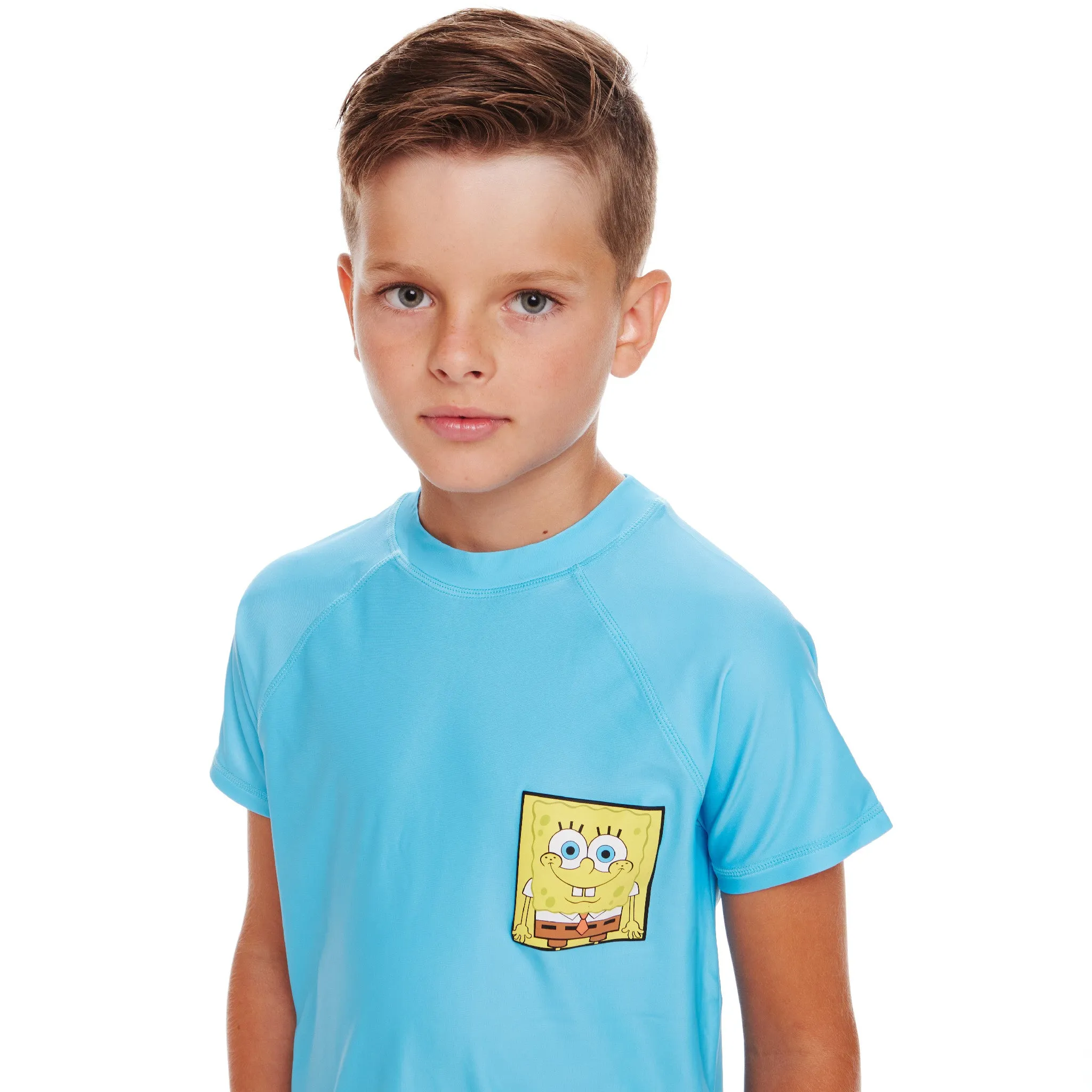 SpongeBob SquarePants™ x Andy & Evan® | Kids (2-7) 3D Dot Pocket & Bikini Bottom Rash Guard Set