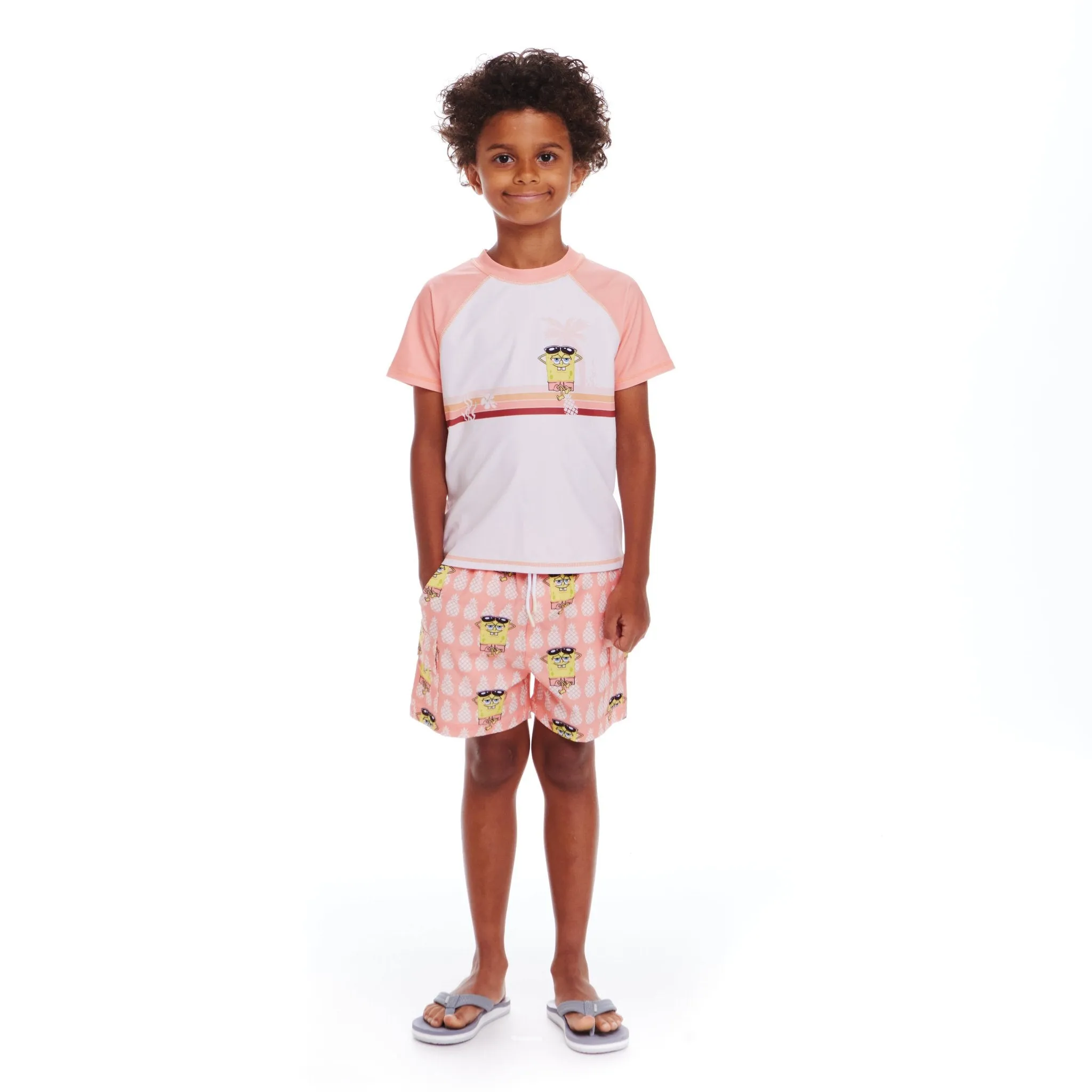SpongeBob SquarePants™ x Andy & Evan® | Kids (2-7) Pineapple Buddies Rash Guard Set