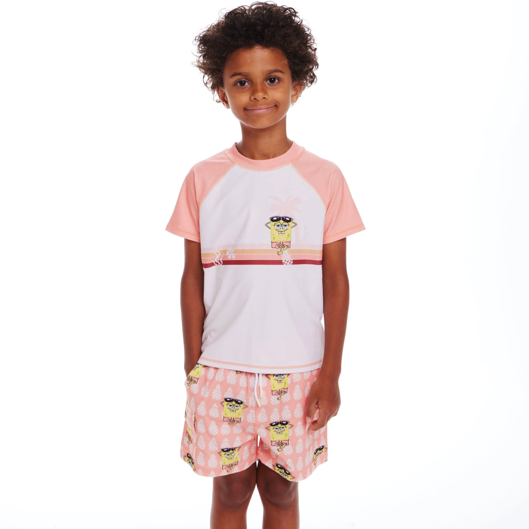 SpongeBob SquarePants™ x Andy & Evan® | Kids (2-7) Pineapple Buddies Rash Guard Set