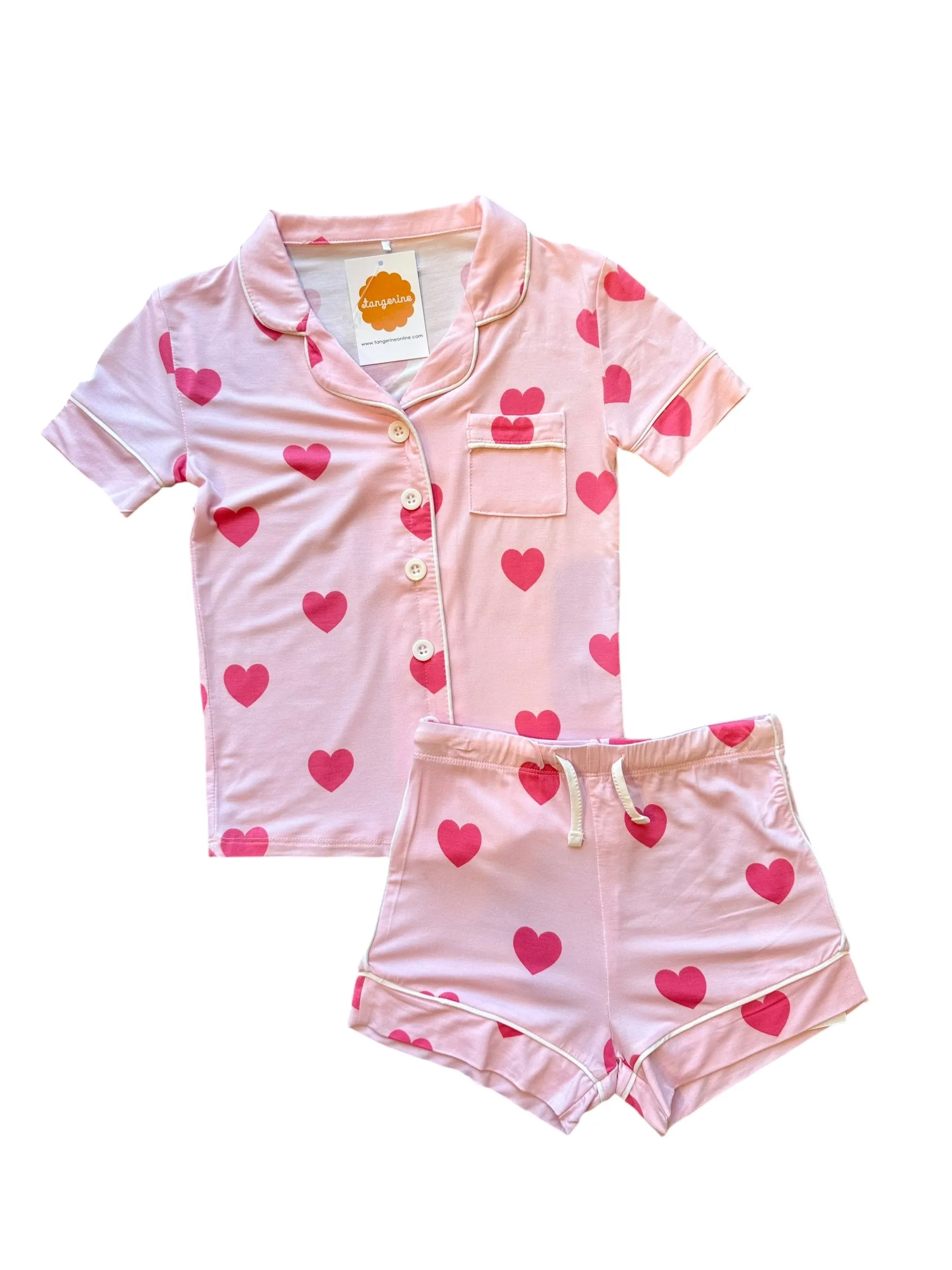 Spring Lynn Short Sleeve PJ Set Bow On Pink