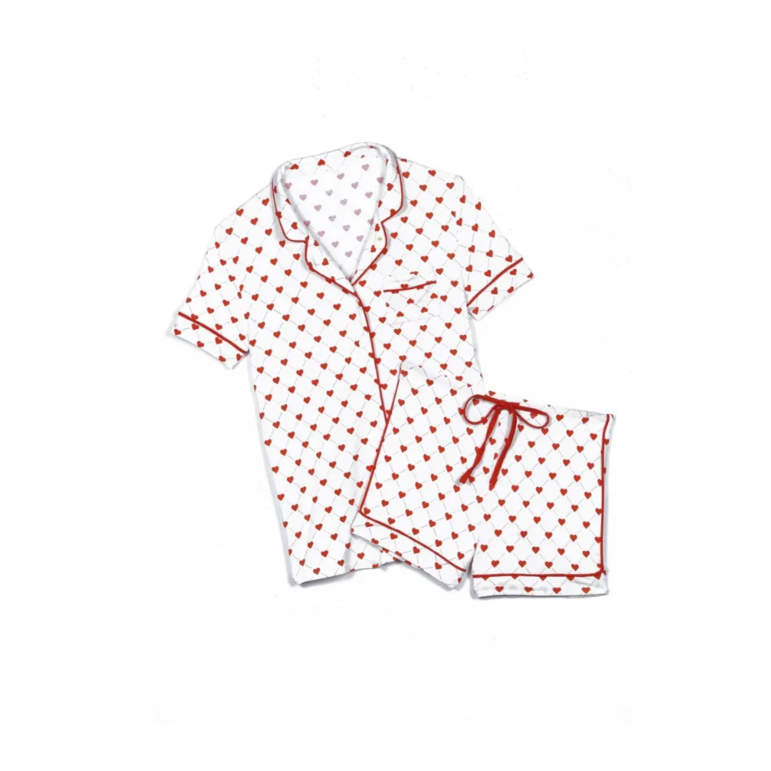 Spring Lynn Short Sleeve PJ Set Bow On Pink