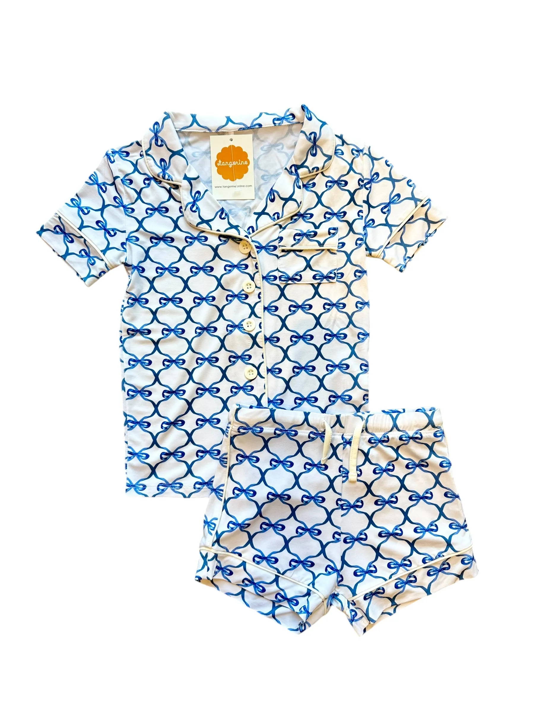Spring Lynn Short Sleeve PJ Set Bow On Pink