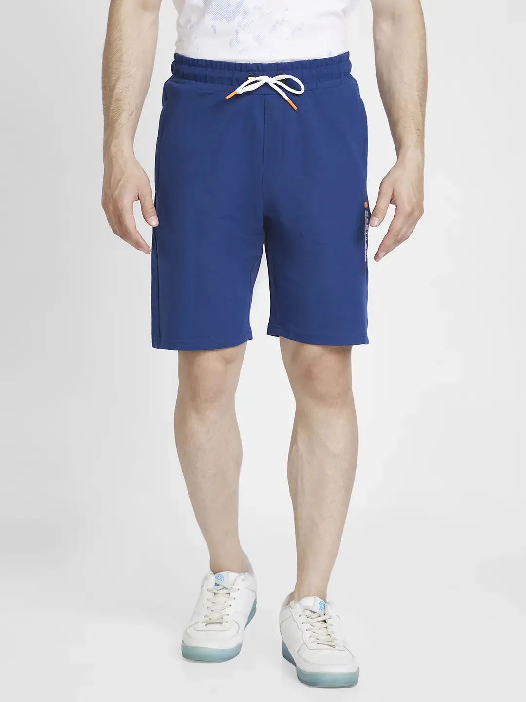 Spykar Men Indigo Green Blended Knee Length Shorts