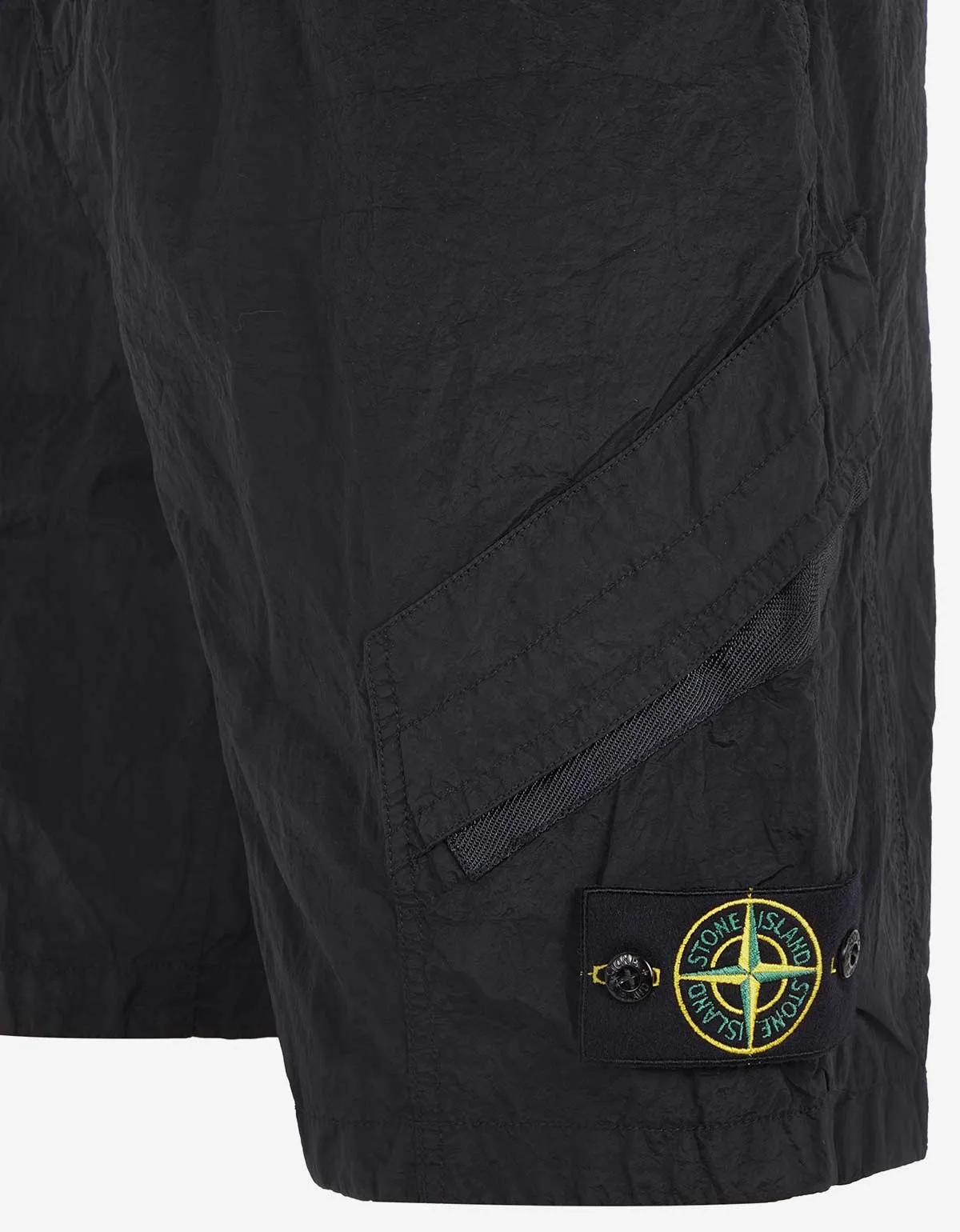 Stone Island Black Nylon Metal Cargo Bermuda Shorts