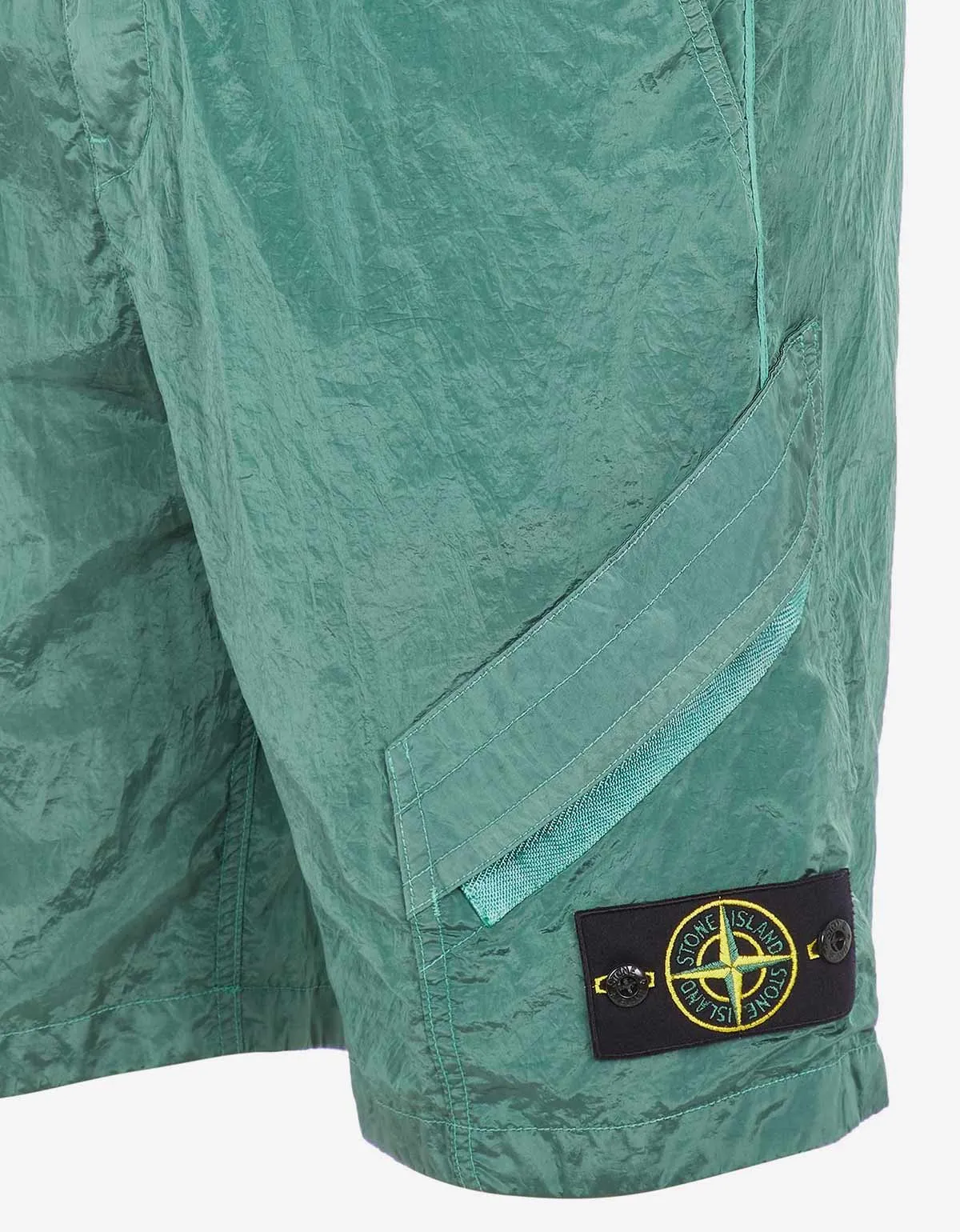 Stone Island Green Nylon Metal Cargo Bermuda Shorts