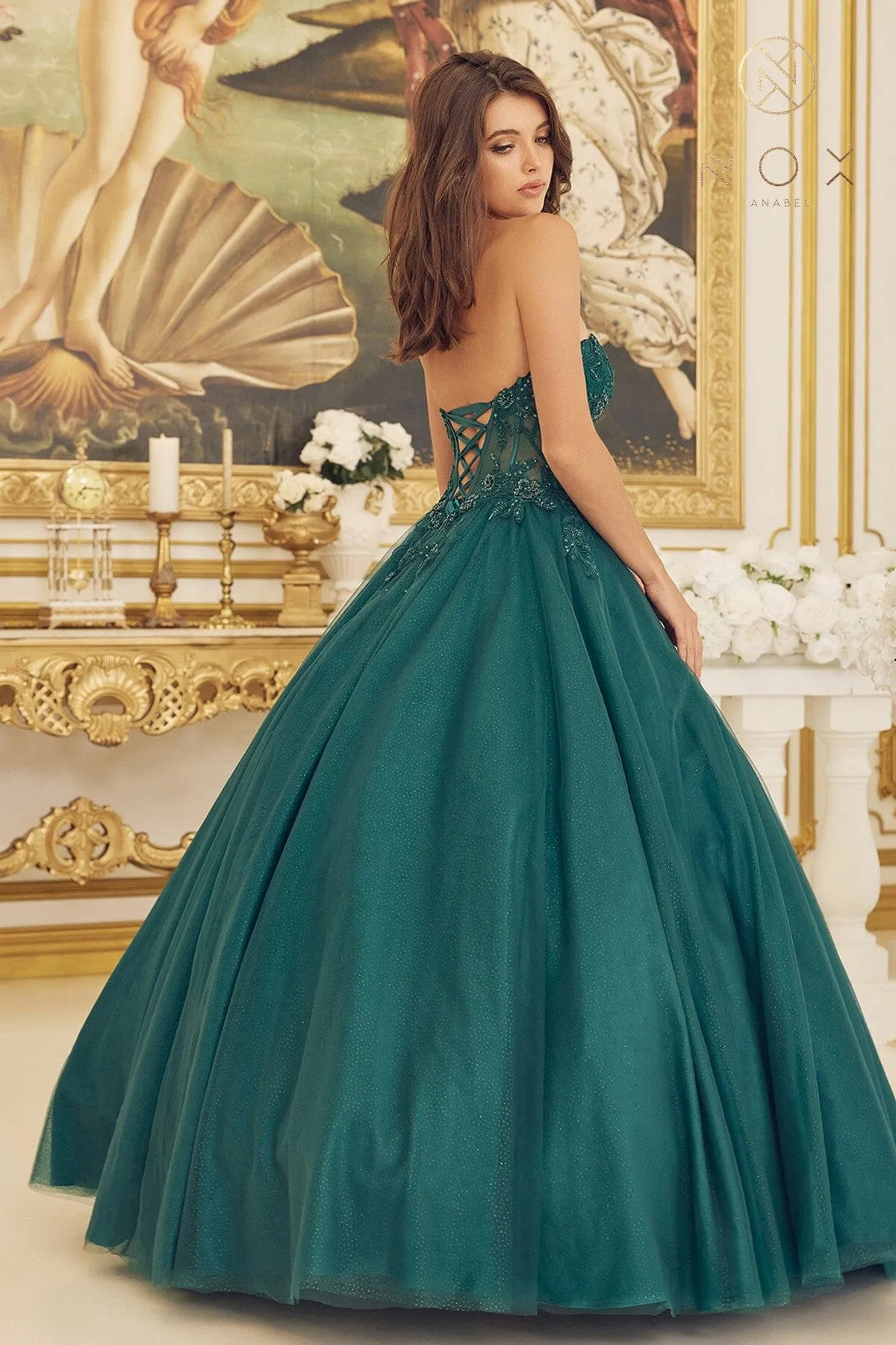 Strapless Corset Ball Gown by Nox Anabel CU1194
