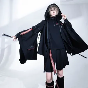 Techwear Post-Apocalyptic Black Cardigan