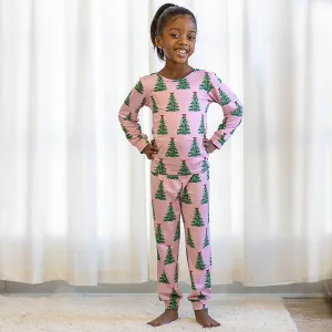 The Royal Standard - Kid's Noelle Tree Long Sleeve Pajamas   Light Pink/Multi   -Asst.: 6