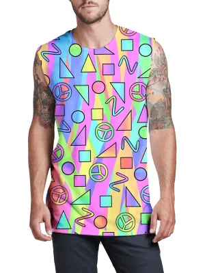 Trippy Retro Peace Signs Men's Muscle Tank