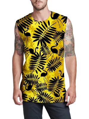 Tropical Black Flamingos Men's Muscle Tank