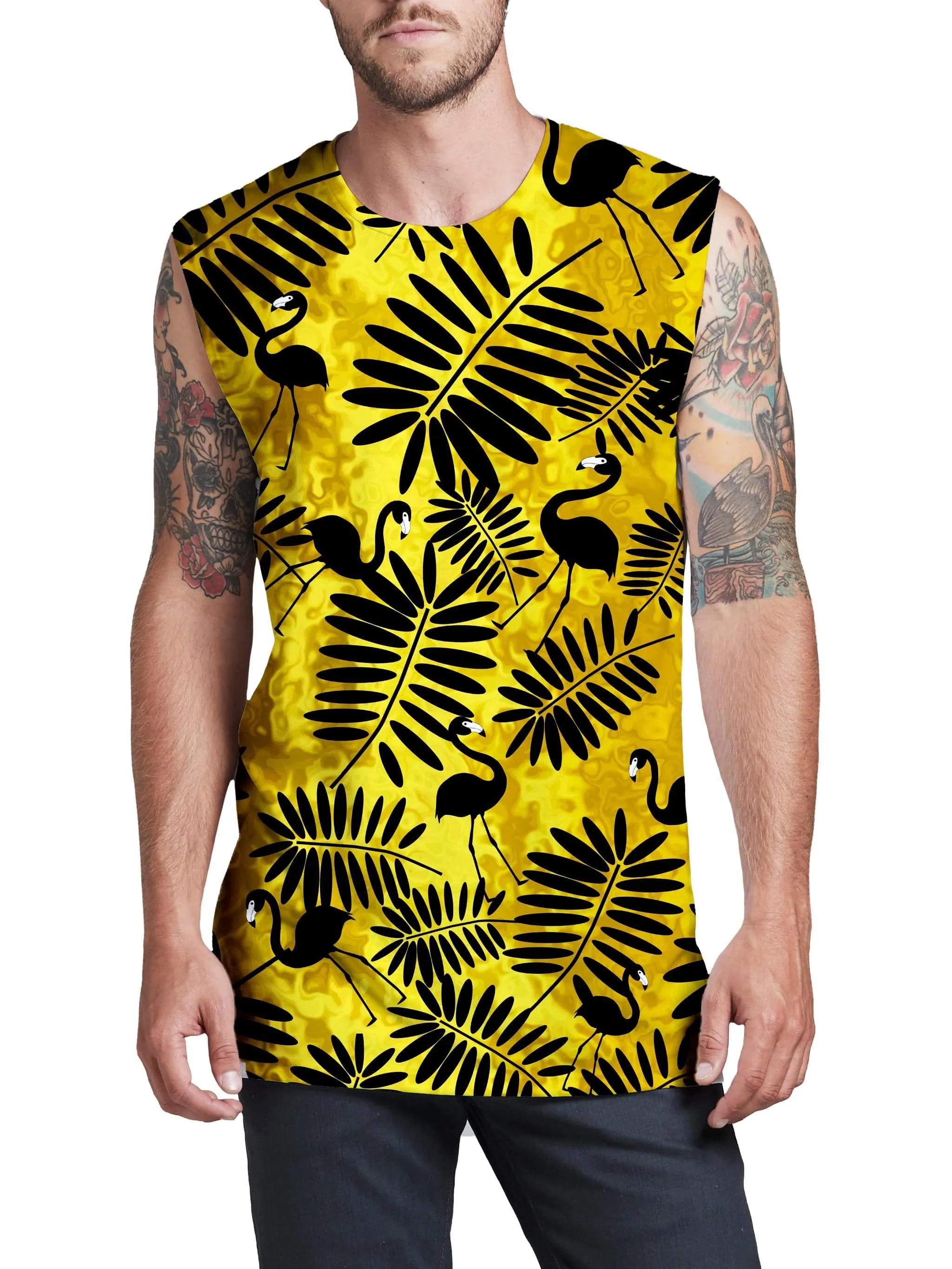 Tropical Black Flamingos Men's Muscle Tank