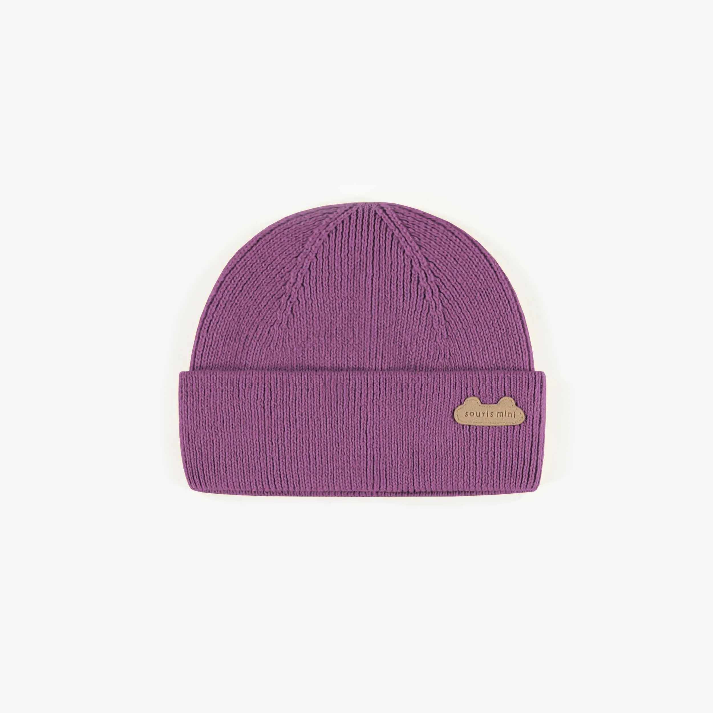 Tuque de maille mauve, naissance || Purple knitted toque, newborn