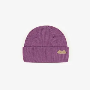 Tuque de maille mauve, naissance || Purple knitted toque, newborn
