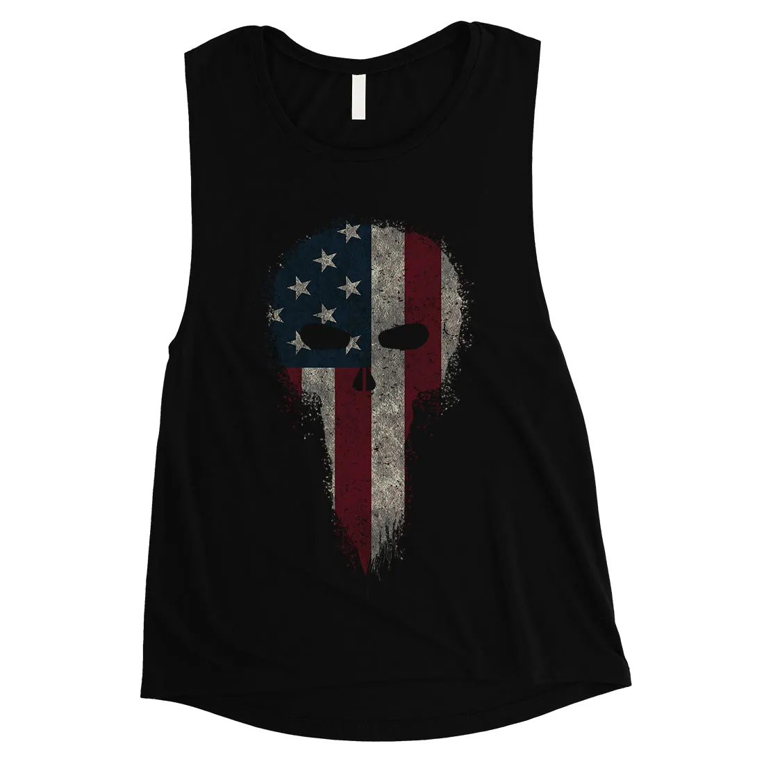 Vintage American Skull Womens Muscle Tee Cute 4th of July Outfits