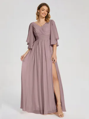 Vintage Mauve Bridesmaid Dresses Giselle Pretty Corset Back Chiffon Bridesmaid Dresses
