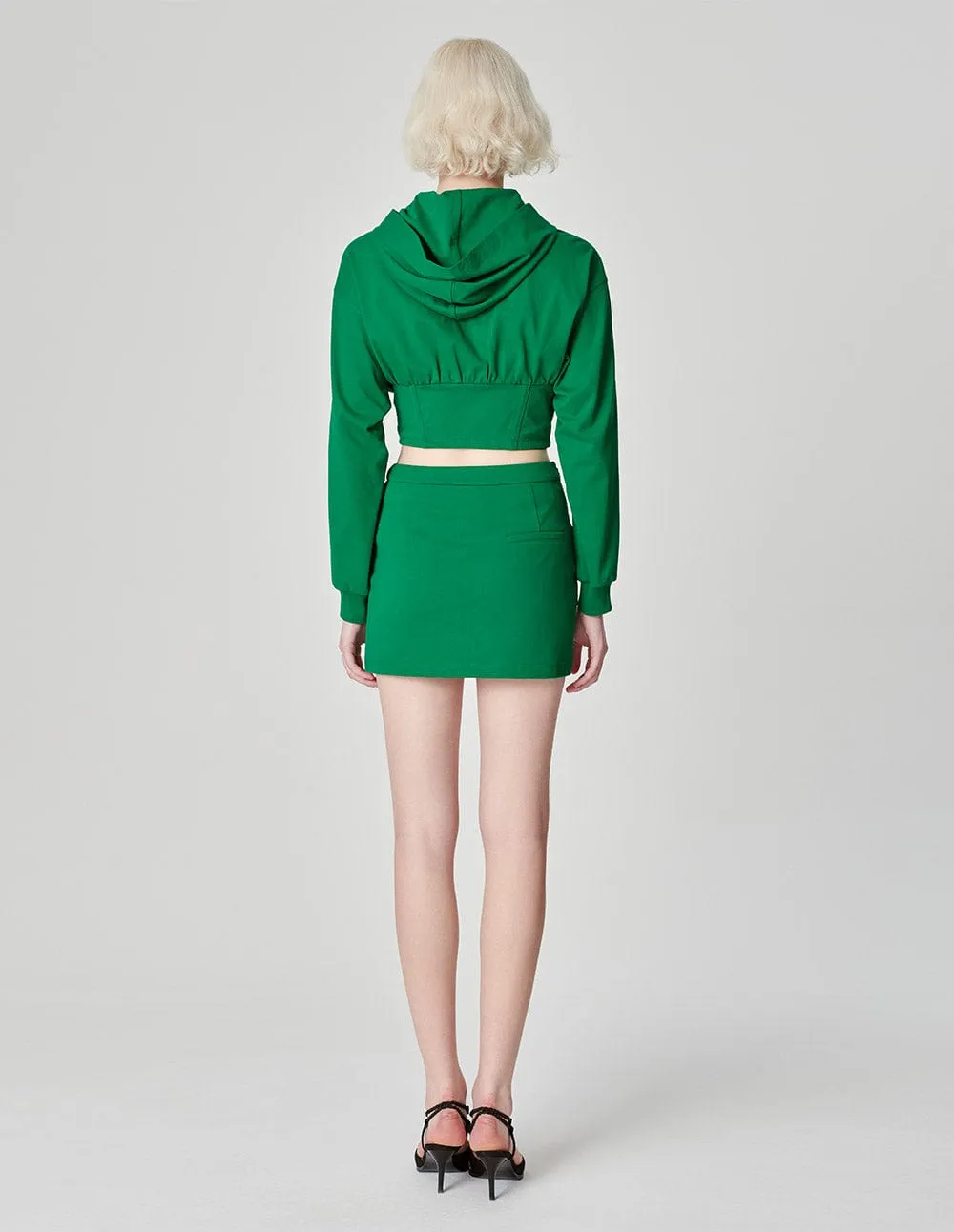 Women's Apple Green Bra Patchwork Hooded Sweatshirt