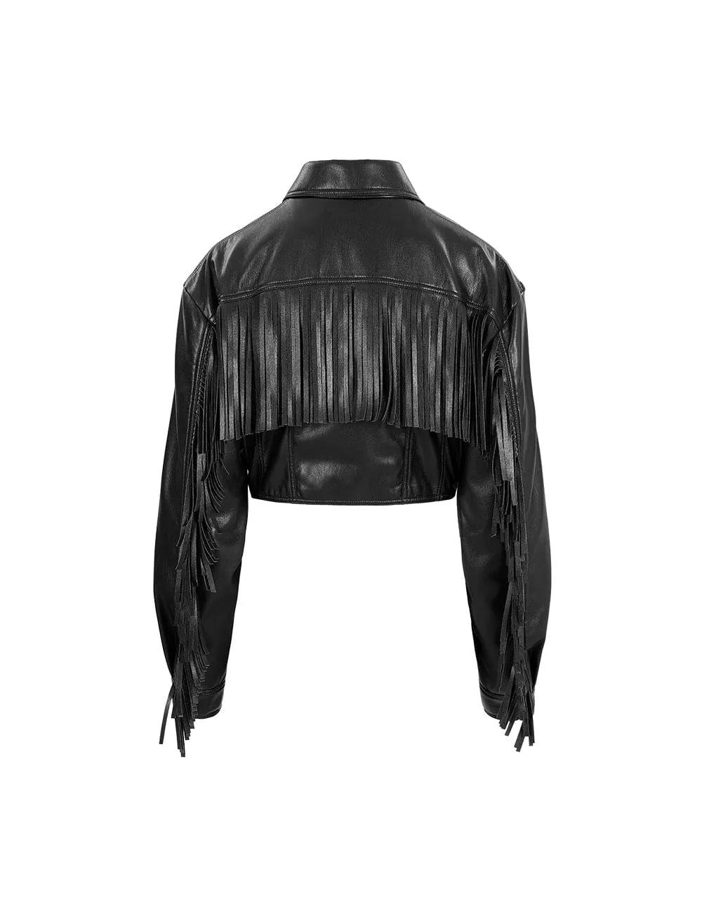 Women's Cropped Fringed Leather Jacket