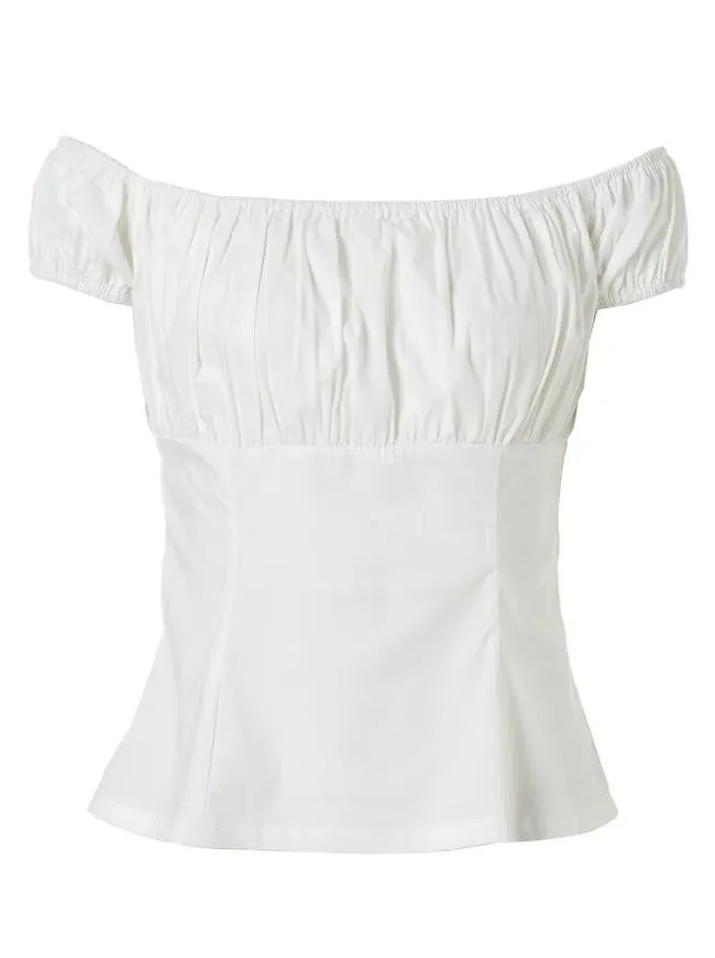 Women's Gothic Retro Jacquard Underbust Corset with Off Shoulder T-shirt
