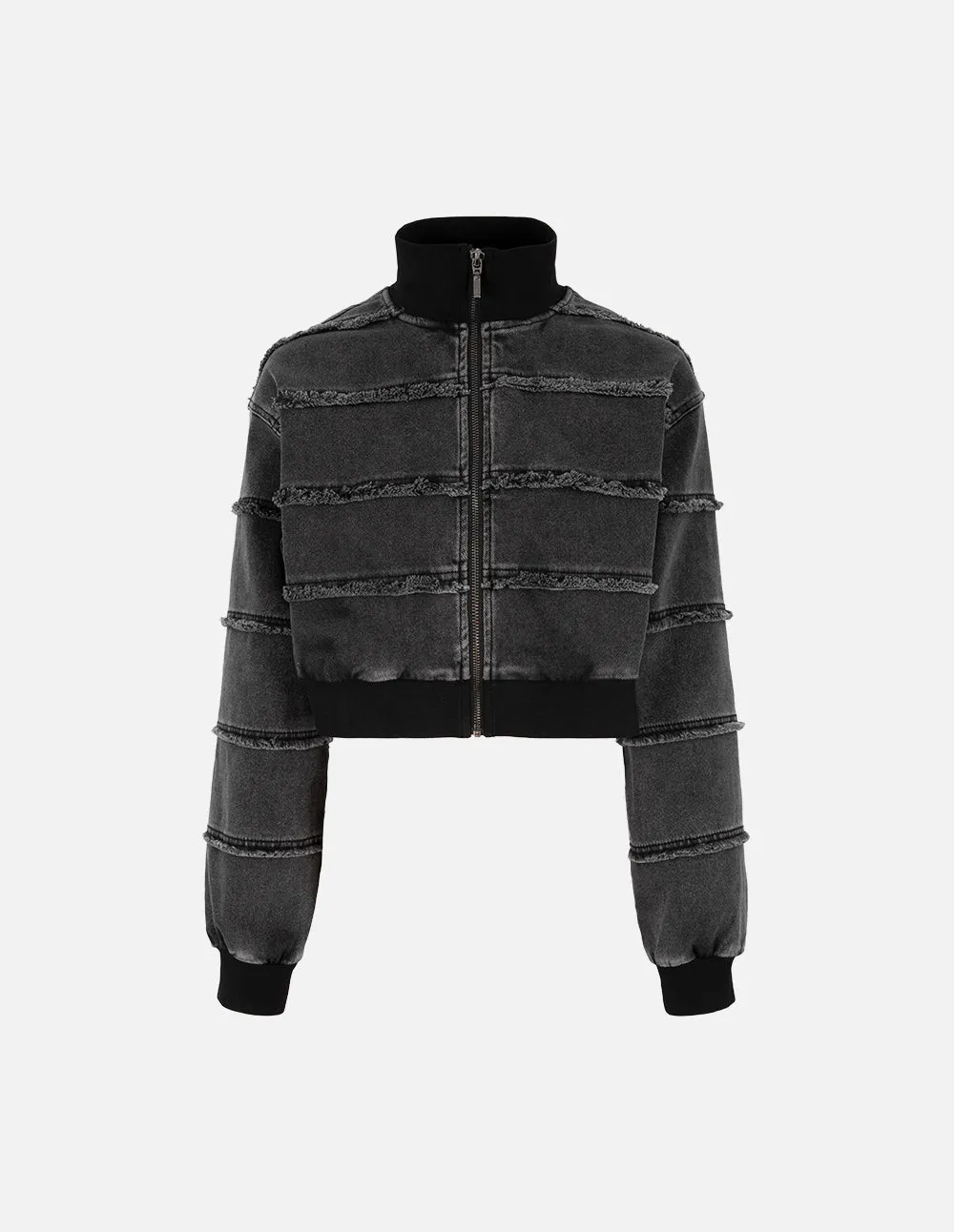 Women's Horizontal Patchwork Washed Denim Jacket